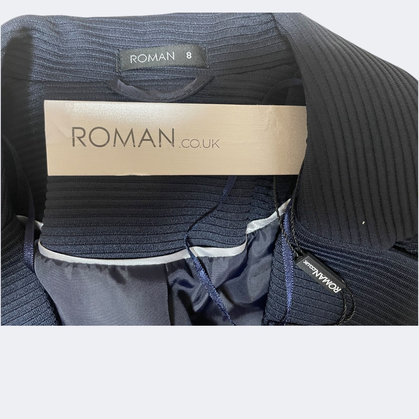 スタイリッシュ上品シルエット ネイビーリブジャッケット