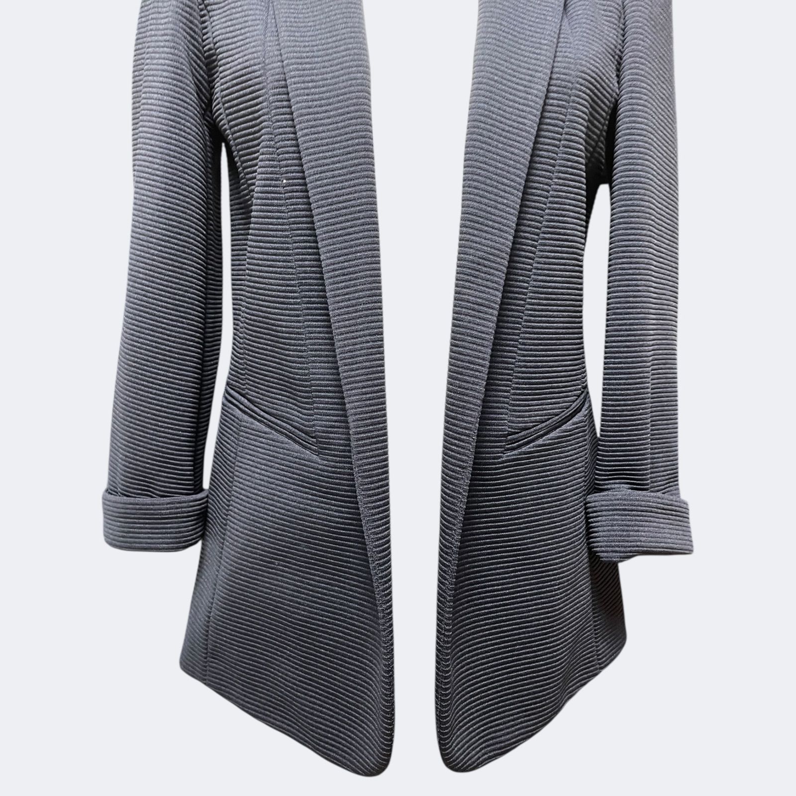 スタイリッシュ上品シルエット ネイビーリブジャッケット