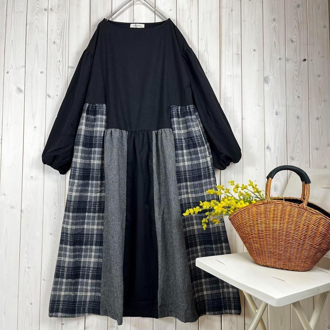 dgy ディージーワイ 異素材 フ ワンピース ブラック M