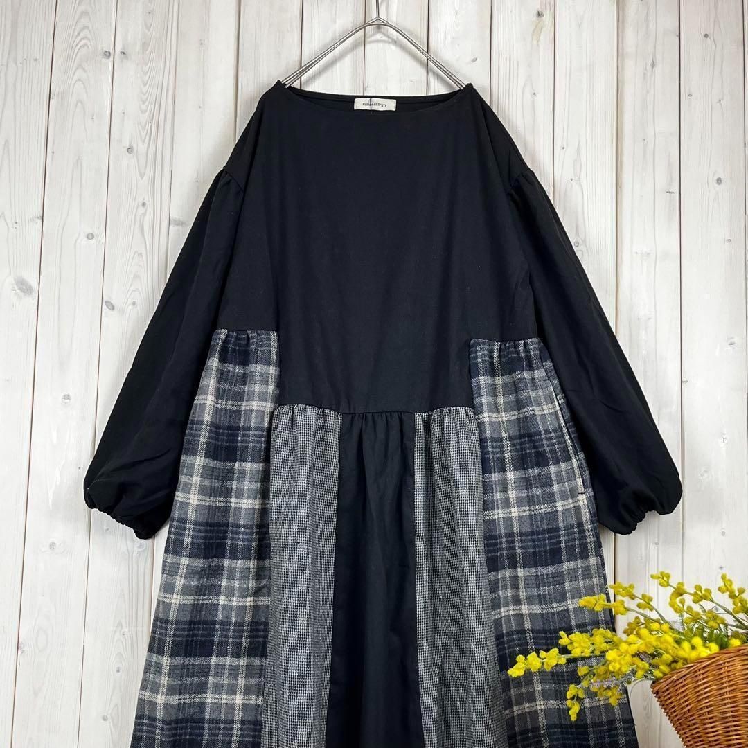 dgy ディージーワイ 異素材 フ ワンピース ブラック M