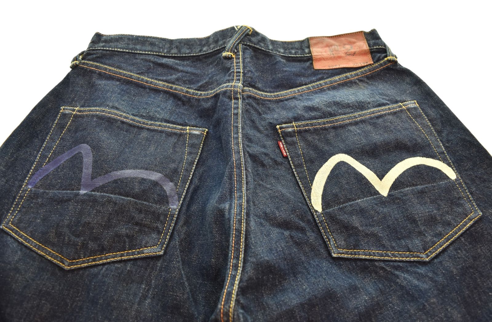 エヴィス EVISU Lot 2001 NO2 KAMOMEカモメ プリント デニム パンツ 35
