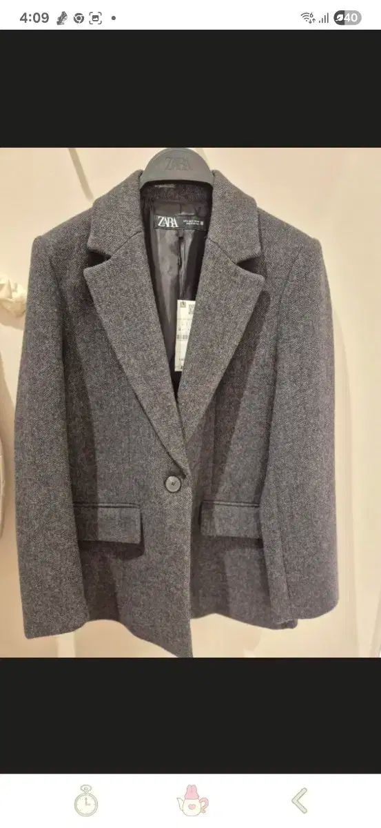 ZARA ザラ ウールブレンド ヘリンボーン ブレーザー m