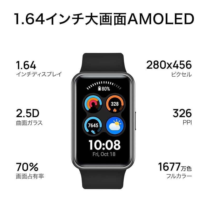 HUAWEI WATCH FIT new スマートウォッチ ポメロレッド iOS Android対応 0