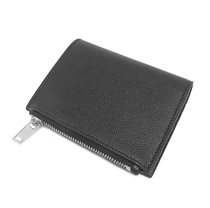 併売商品 SAINT LAURENT サンローラン 二つ折り財布 レザー ブラック コンパクトウォレット メンズ レディース M 1453