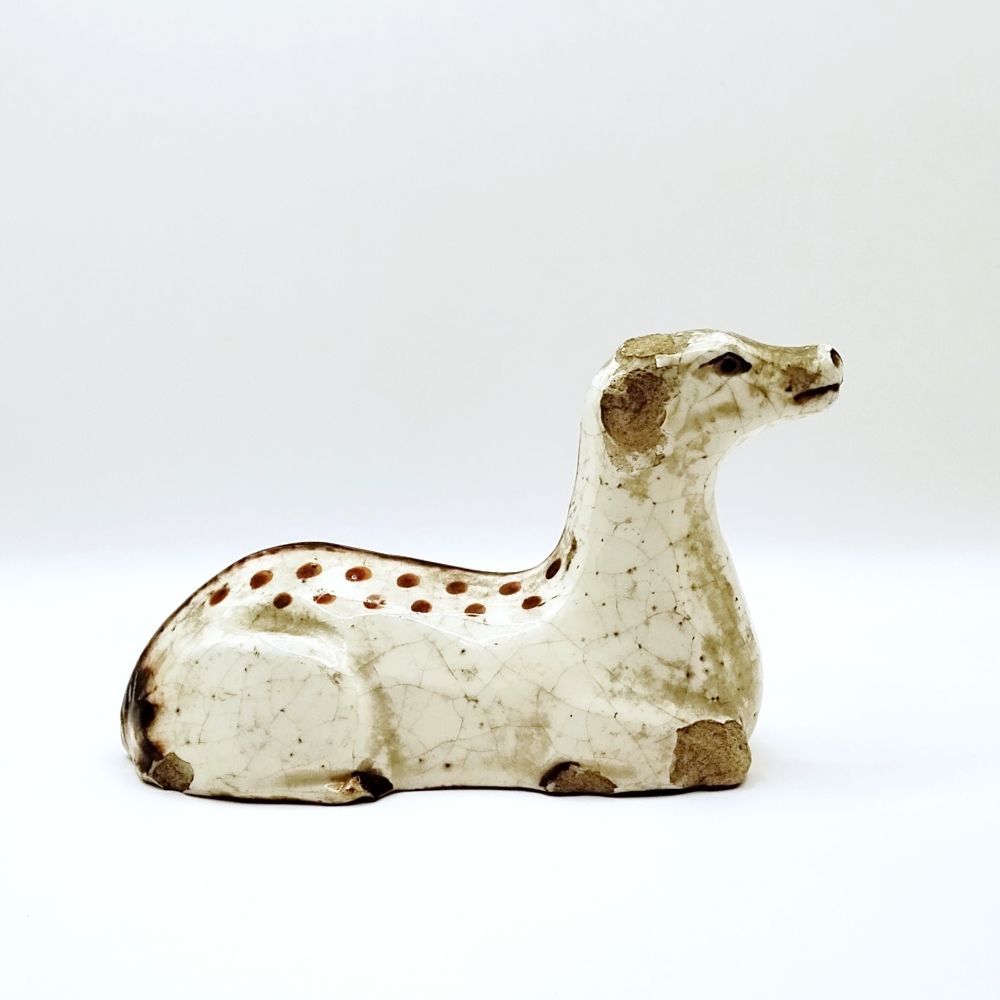 骨董 鹿のオブジェ 残欠 陶製 セラミック アンティーク ヴィンテージ