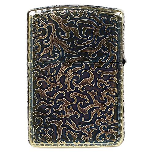ZIPPO ジッポ― オイルライター ジッポ ゴールド アーマー 唐草 鯉 5面加工 ブラス