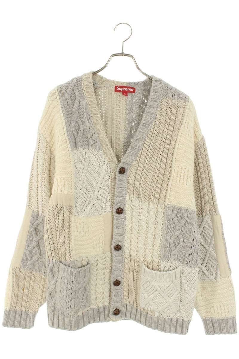 シュプリーム 23AW Patchwork Cable Knit Cardigan パッチワークケーブルニットカーディガン メンズ M