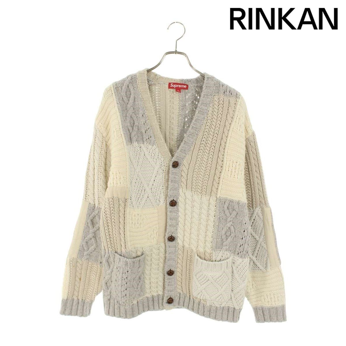 シュプリーム 23AW Patchwork Cable Knit Cardigan パッチワークケーブルニットカーディガン メンズ M