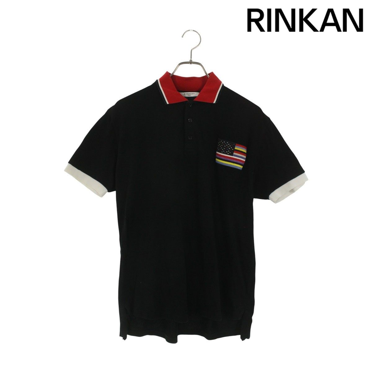 ジバンシィ 14A 6715 406 フラッグワッペン半袖ポロシャツ メンズ S