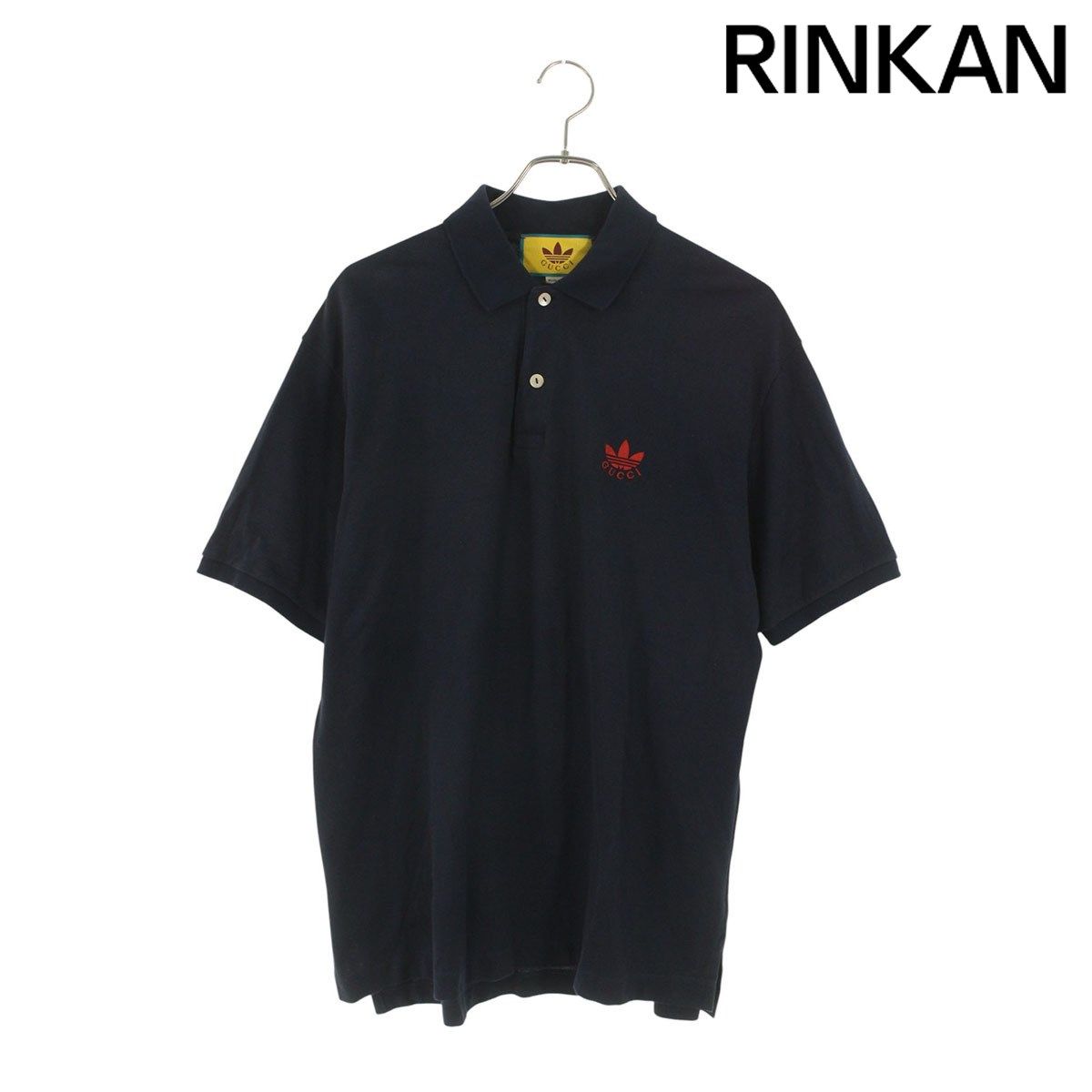 グッチ ×アディダス adidas 700497 XJEL0 ロゴエンブロイダリー半袖ポロシャツ メンズ XL
