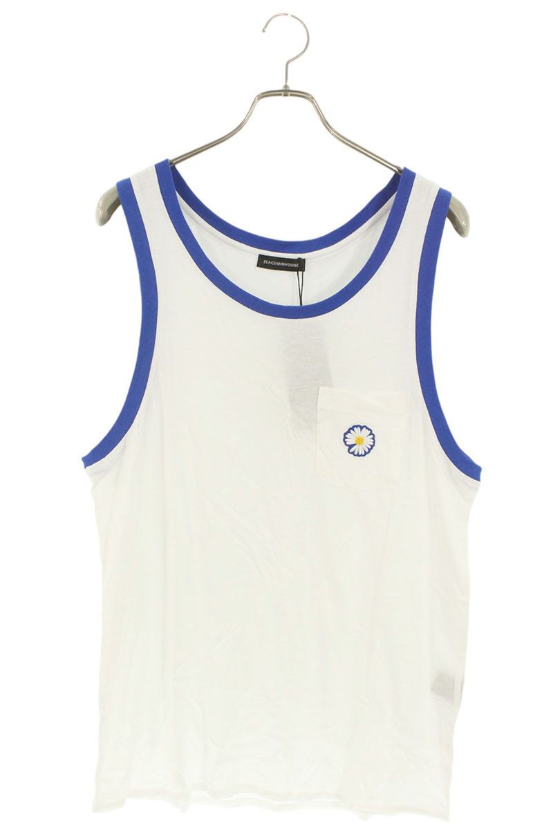 peaceminusone タンクトップ ピースマイナスワン フラワーワッペン 胸ポケットタンクトップ メンズ