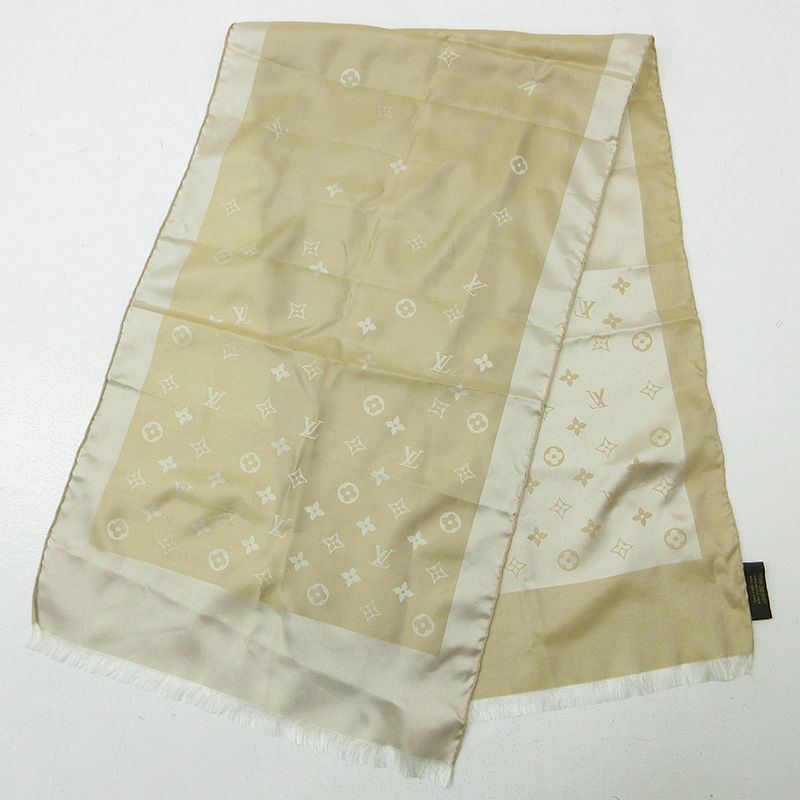 三重本店 LOUIS VUITTON ルイ ヴィトン ハンカチ スカーフ モノグラム ベージュ 135