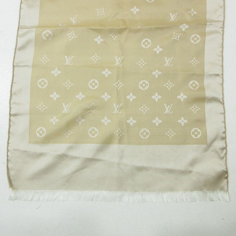三重本店 LOUIS VUITTON ルイ ヴィトン ハンカチ スカーフ モノグラム ベージュ 135
