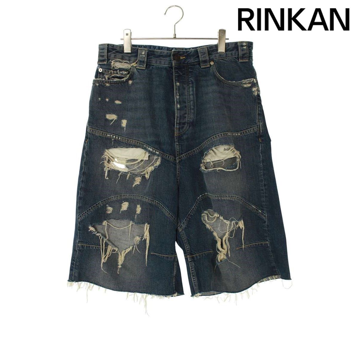 バレンシアガ 8316889 TSW71 ダメージ加工バギーデニムハーフパンツ メンズ S