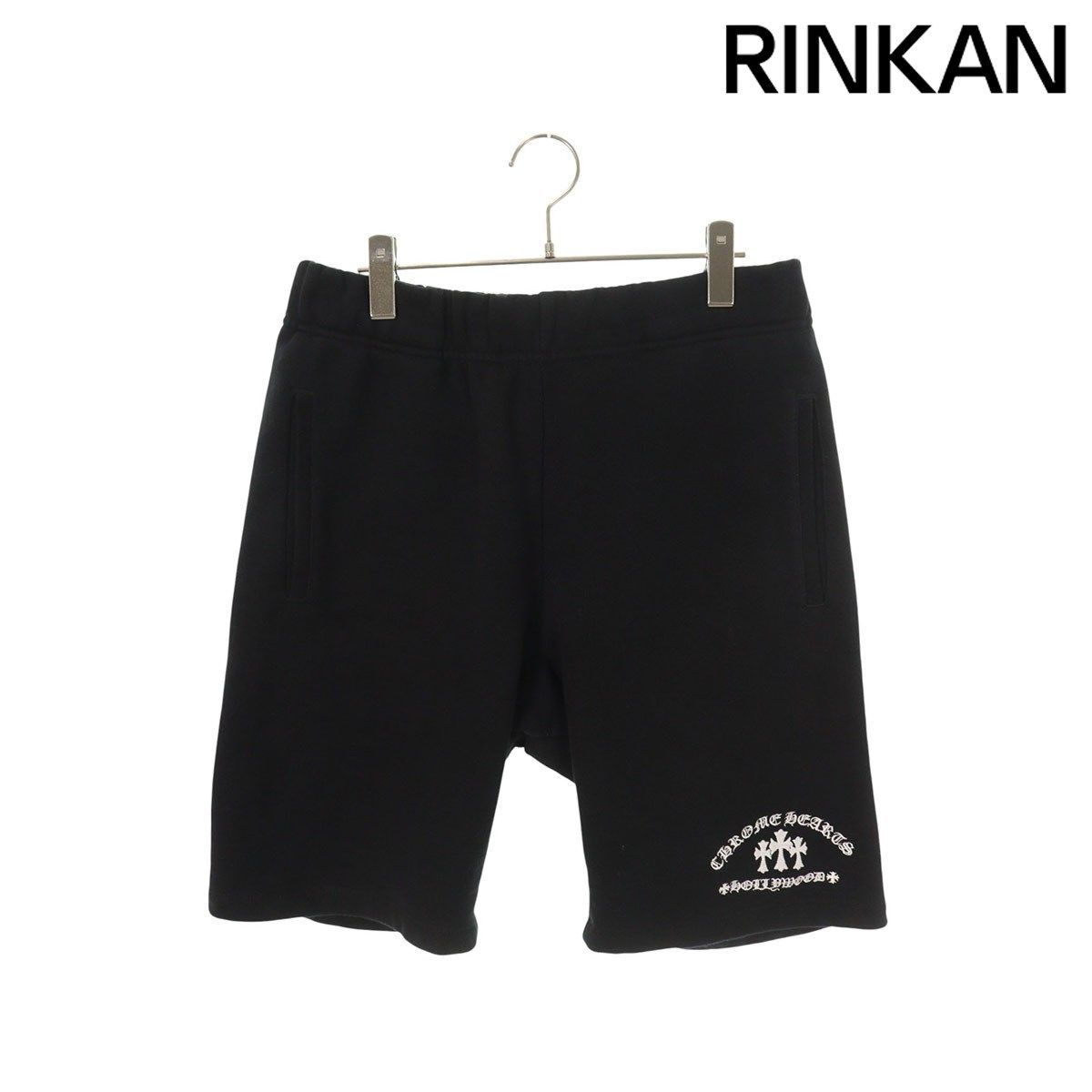 クロムハーツ SAILIN ON HLF PNTS セメタリークロス刺繍スウェットハーフパンツ メンズ S