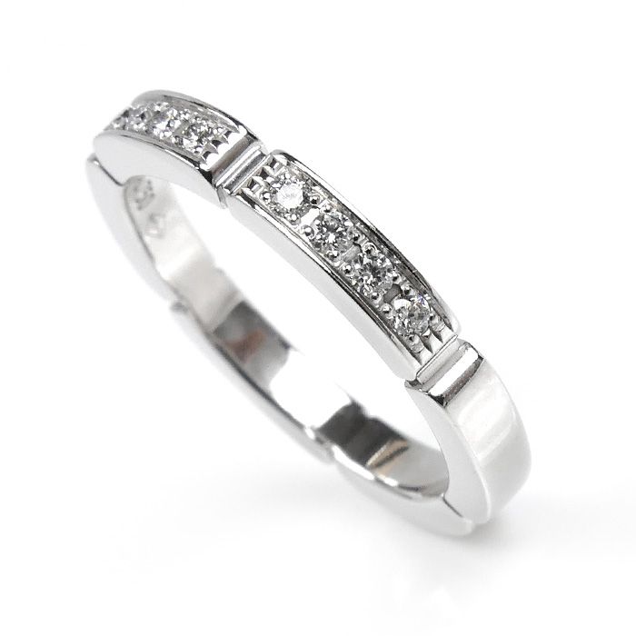 CARTIER カルティエ K18WG ホワイトゴールド マイヨンパンテール ハーフ ダイヤ リング 指輪 B4221049 9号 49 3.8g レディース