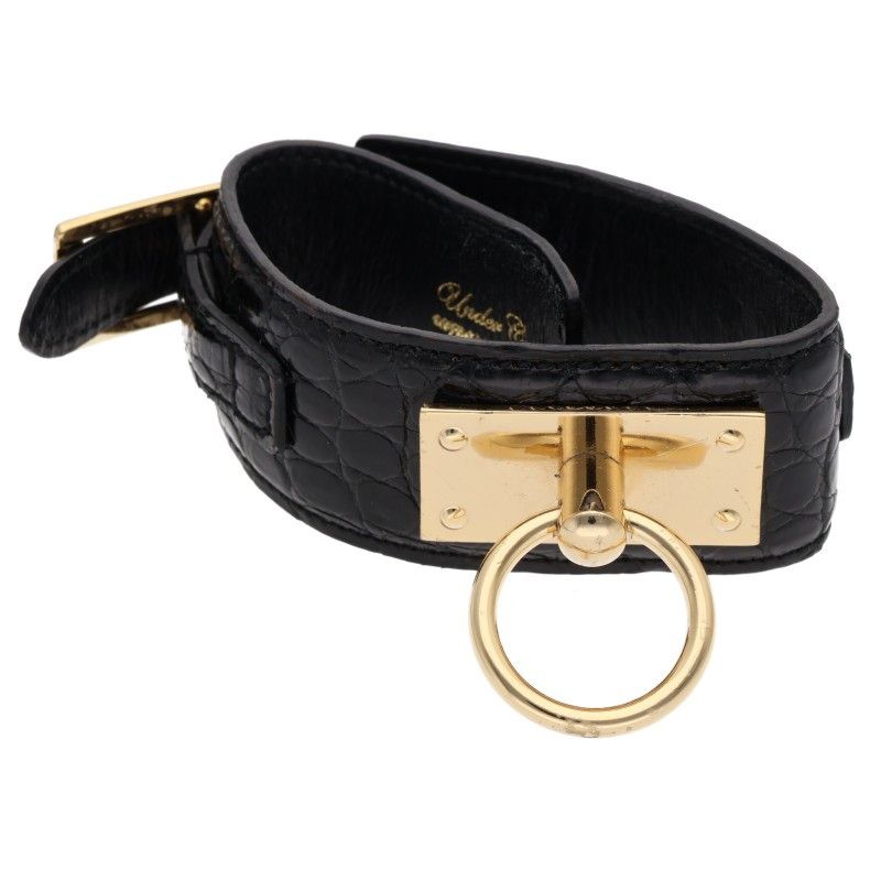 アンダーカバー クロコ型押しレザーブレスレット メンズ