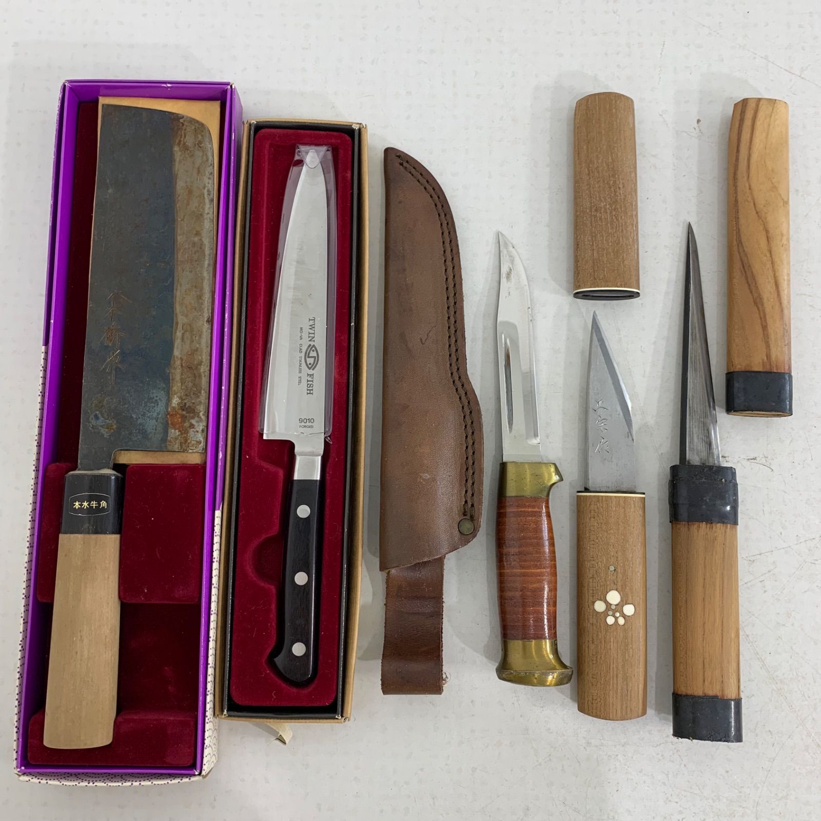 刃物 調理器具 和包丁 刺身包丁 牛刀 ナタ 出刃包丁など26本大量まとめ忠房 関孫六 義光 兼久 堺 高秀作 濃州孫六作現状販売