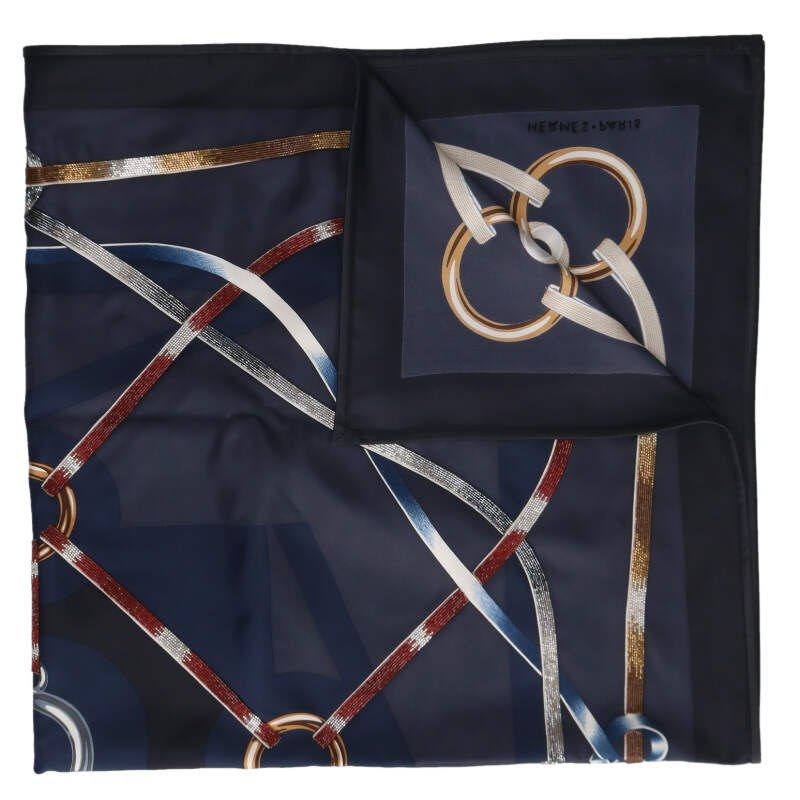 エルメス カレ90 ビジュー装飾シルクスカーフ メンズ 90