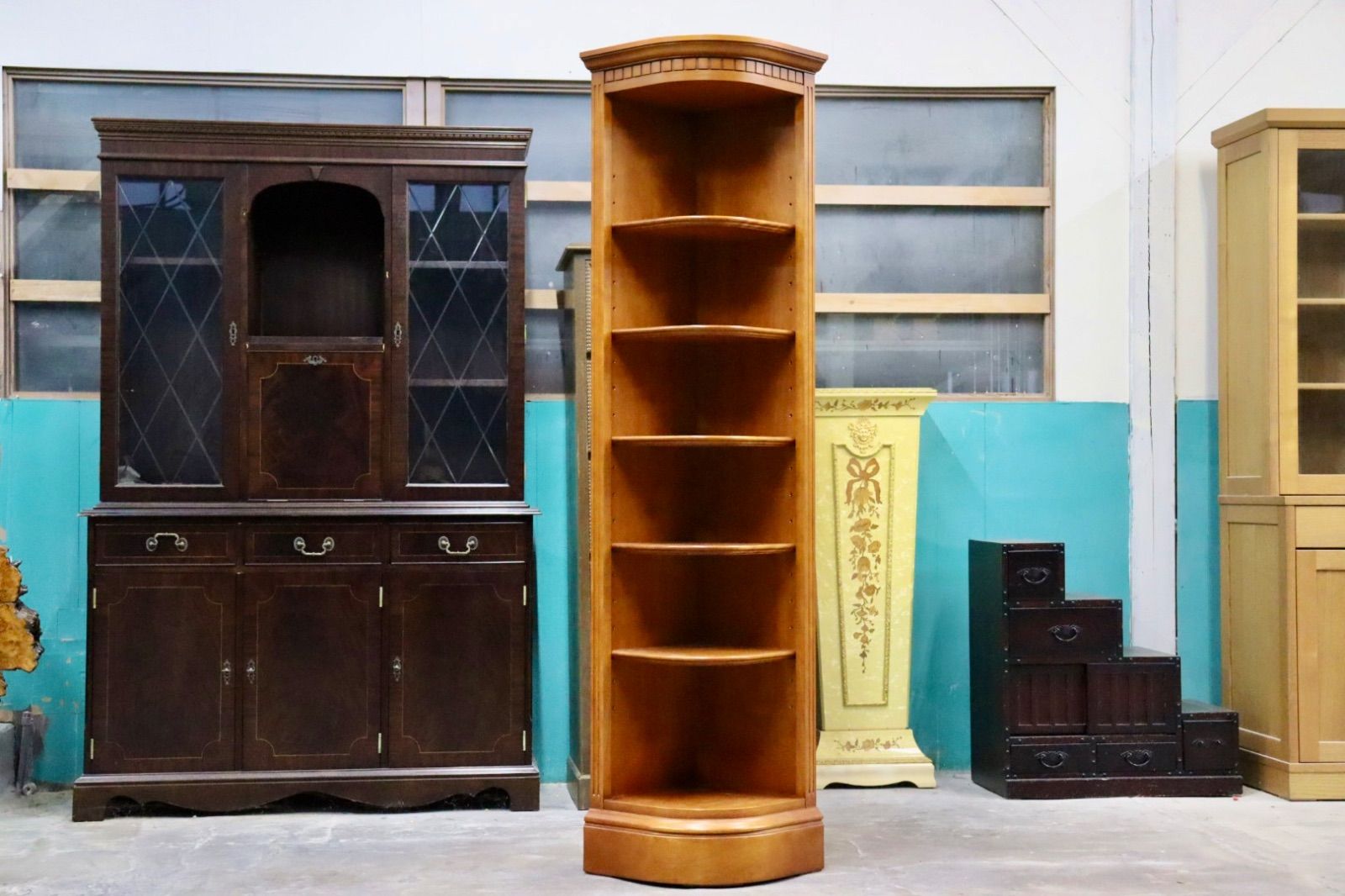 GMIS323 横浜ダニエル DANIEL コーナーラック 飾り棚 シェルフ リビング収納 アーリーアメリカン 樺桜 無垢 定価約27.4万