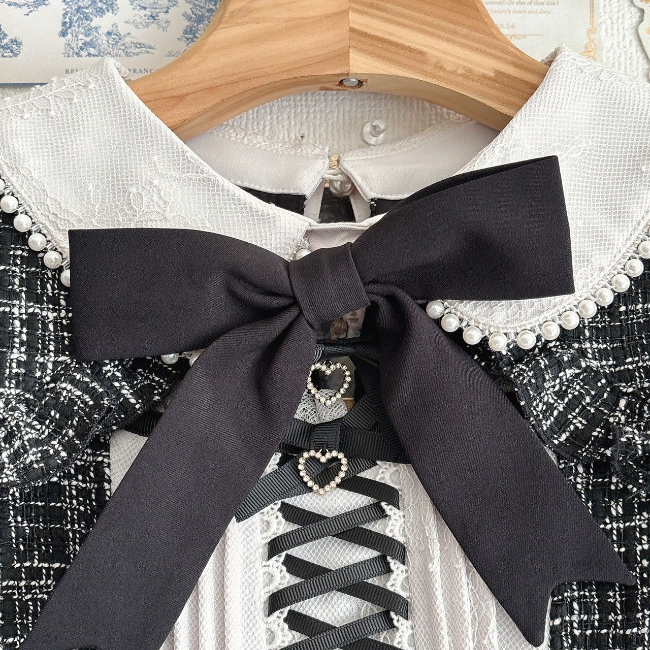 LIZLISA ダブルハートボタンツイードセットアップ　ブラック LIZ LISA ダブルハートボタンツイードセットアップ - メルカリ