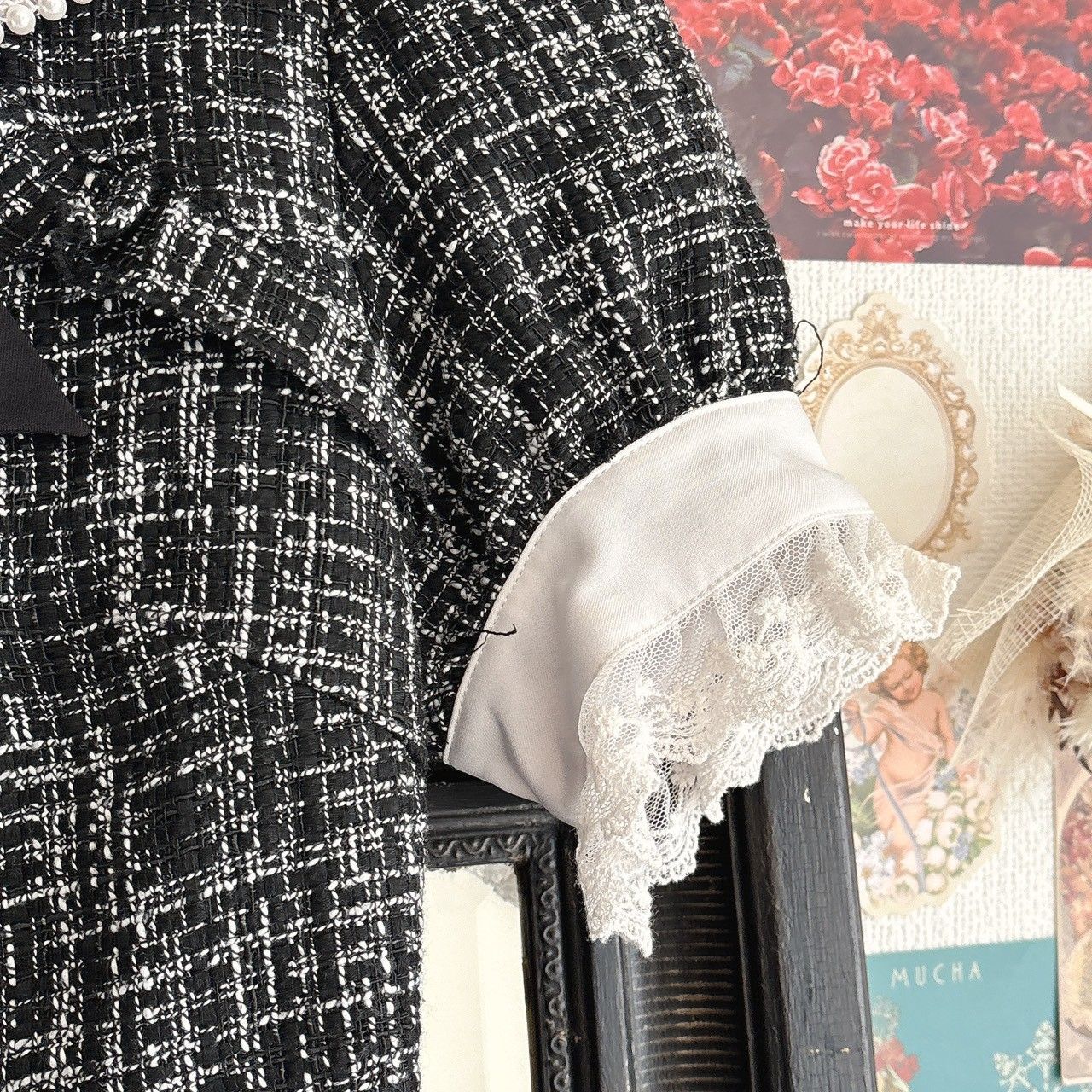 LIZ LISA ダブルハートボタンツイードセットアップ - メルカリ