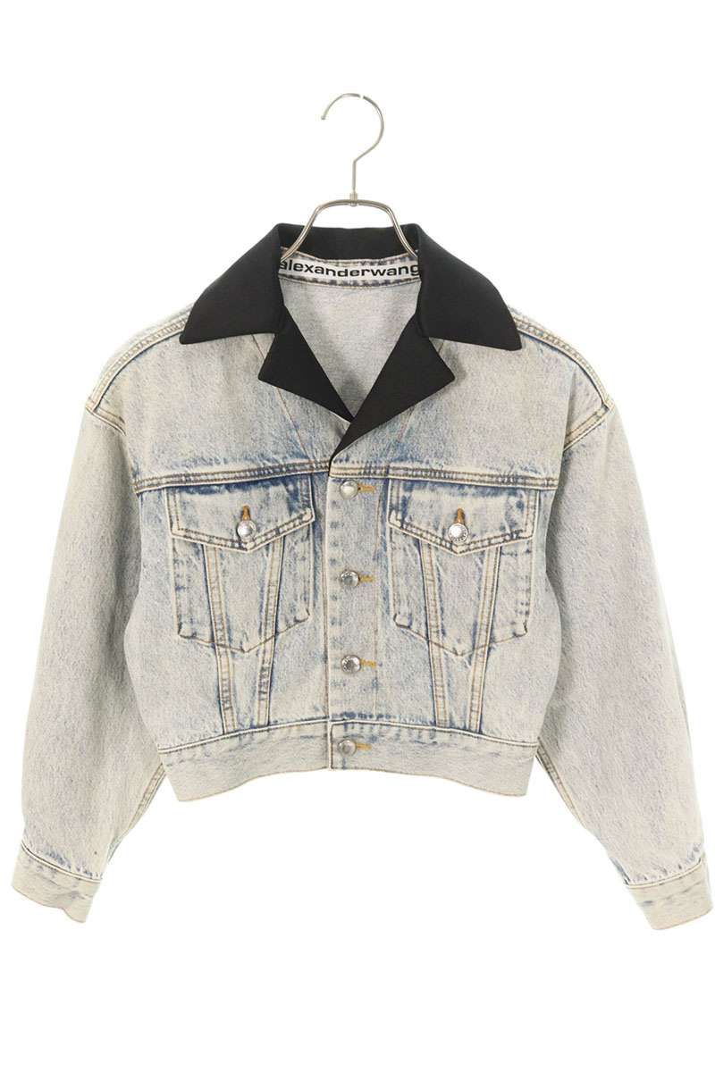 アレキサンダーワン サテン切り替えクロップドデニムジャケット レディース XS