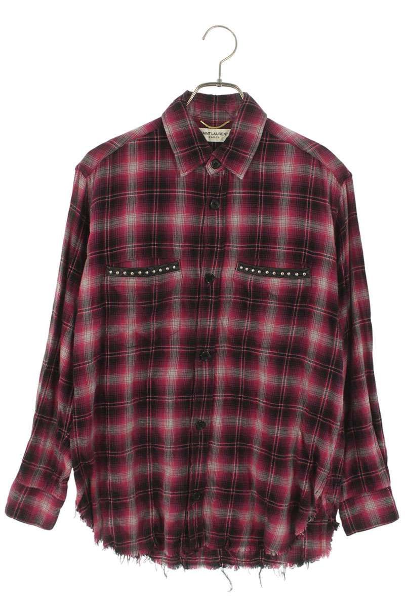 サンローランパリ 420341 Y 285 K スタッズチェック長袖シャツ レディース XS