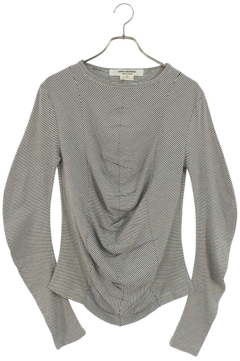 コムデギャルソンジュンヤワタナベ JS-T 021 AD 2006ドレープボーダー長袖カットソー レディース S