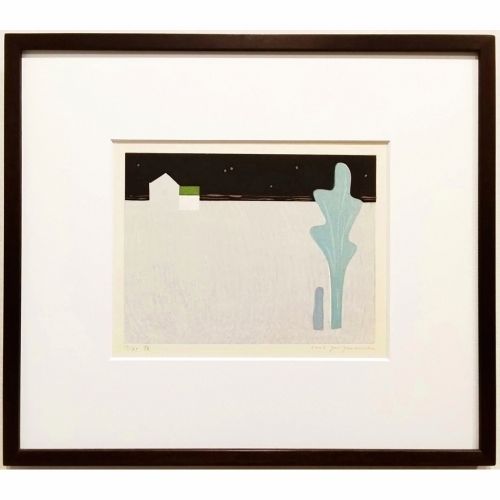山中現 夜 2003年 木版画 限定45部 直筆サイン 版画作品 額付