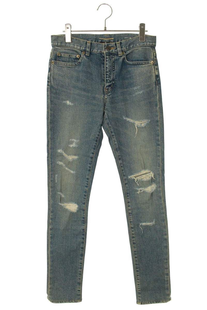 サンローランパリ 396697 Y419I クラッシュ加工デニムパンツ レディース 28インチ