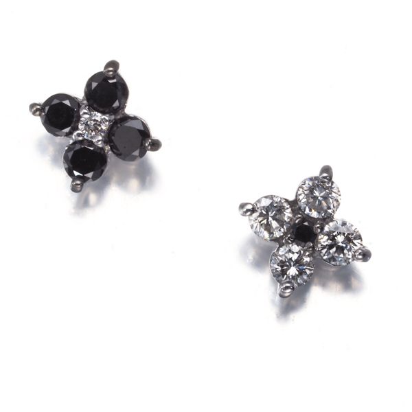 ポンテヴェキオ ピアス ブラック-クリアダイヤ ダイヤモンド 0.40ct フラワー K18WG 179336