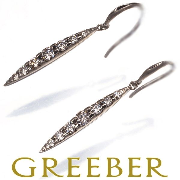 カシケイ ピアス ダイヤ ダイヤモンド 0.48ct ネイキッド フック K18BG 180195