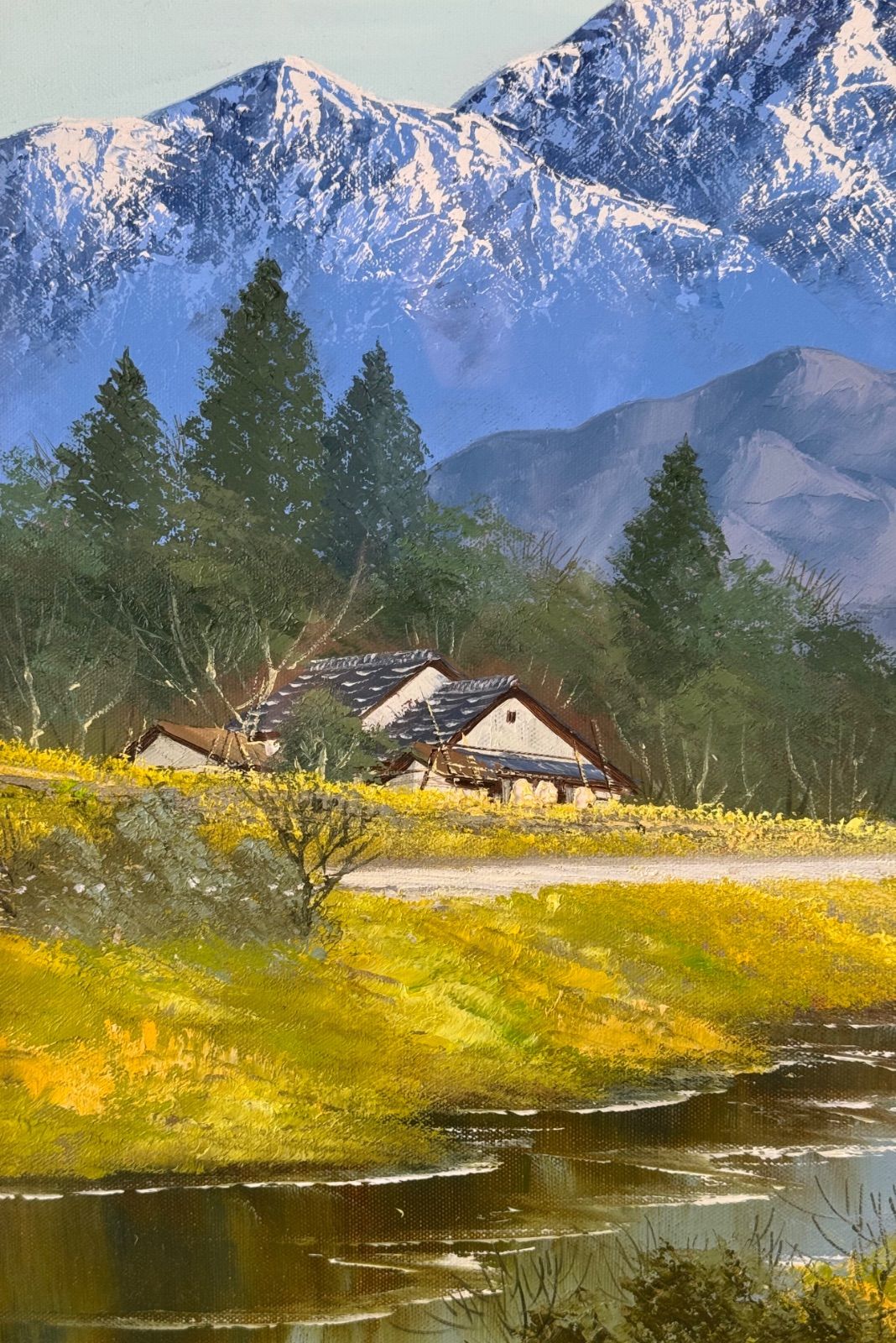 小山潔 信州北アルプス風景 油彩 F10号 風景画 直筆サイン入り 東然会所属 デザイン学院