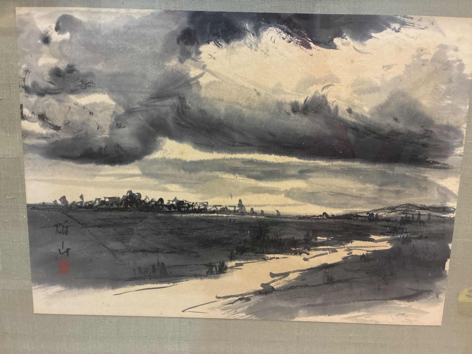 49年墨人社展 旧藏 松干雄山 風景画 版画 額装 額入り 美術 芸術 壁掛け飾り