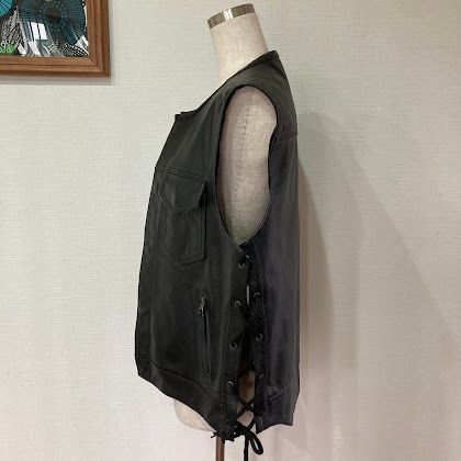MOTO FIELD モトフィールド サイドレースアップ水牛革バイカーベスト