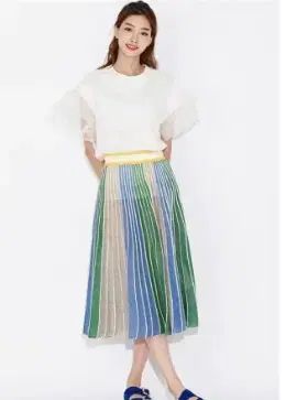 LUCKY CHOUETTE ラッキーシュエトゥ グリッター プリーツ ニット スカート 38サイズ