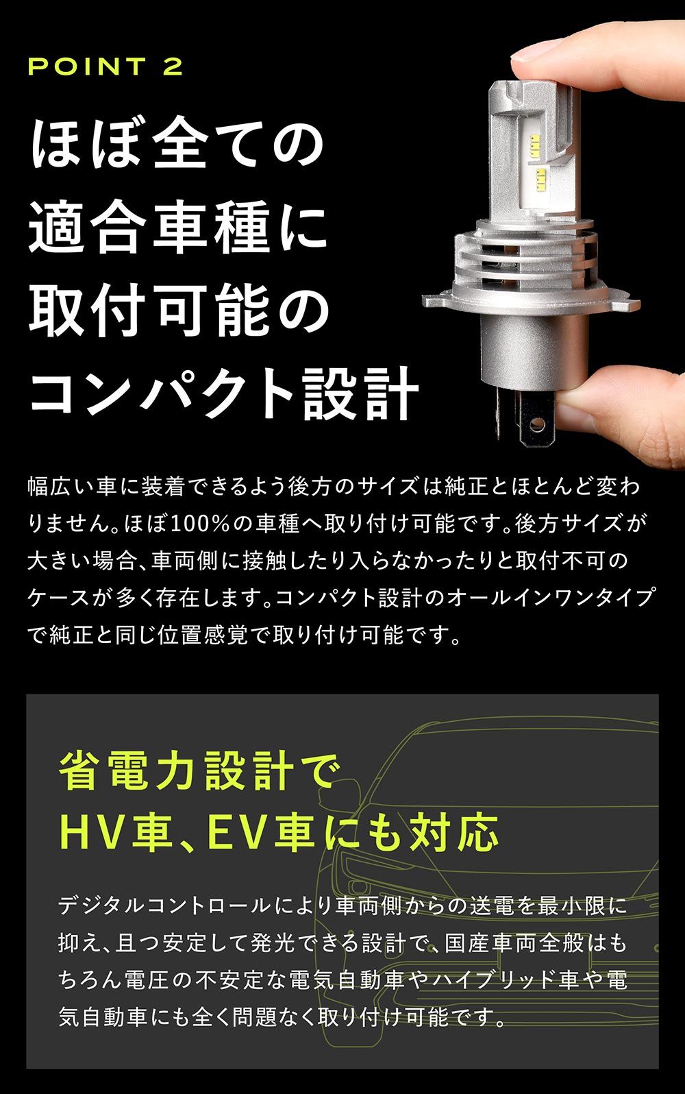 【Hi】 H4 LED バルブ JC1JC2ライフ LEDヘッドライト H4 LED ヘッド ライト ハロゲン LED化 カスタム パーツ 12000LM ハロゲン 簡単 LED化 2個セット