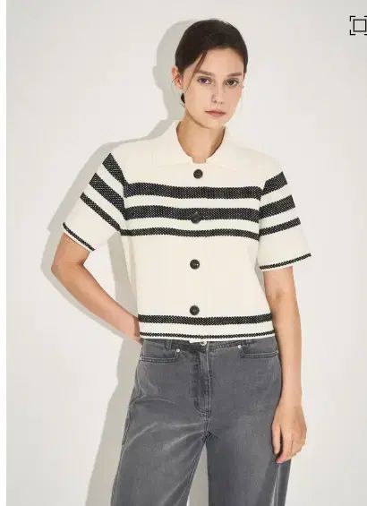 マイン mine ブロック クロップド ニット ジャケット 90サイズ 24ss