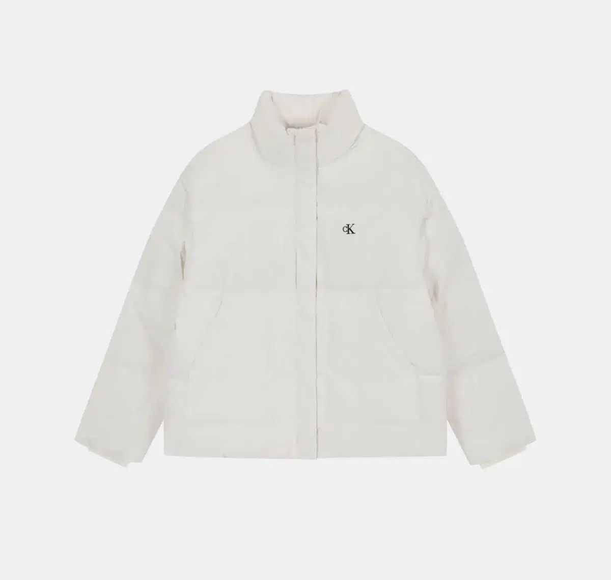 カルバン クライン レディース ショート丈 スタンド パファー ジャケット ダウン アイボリー s