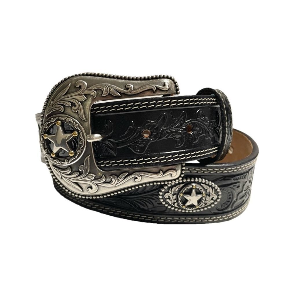 MADE IN Justin TOP GRAIN LEATHER ウエスタンレザーベルト ブラック