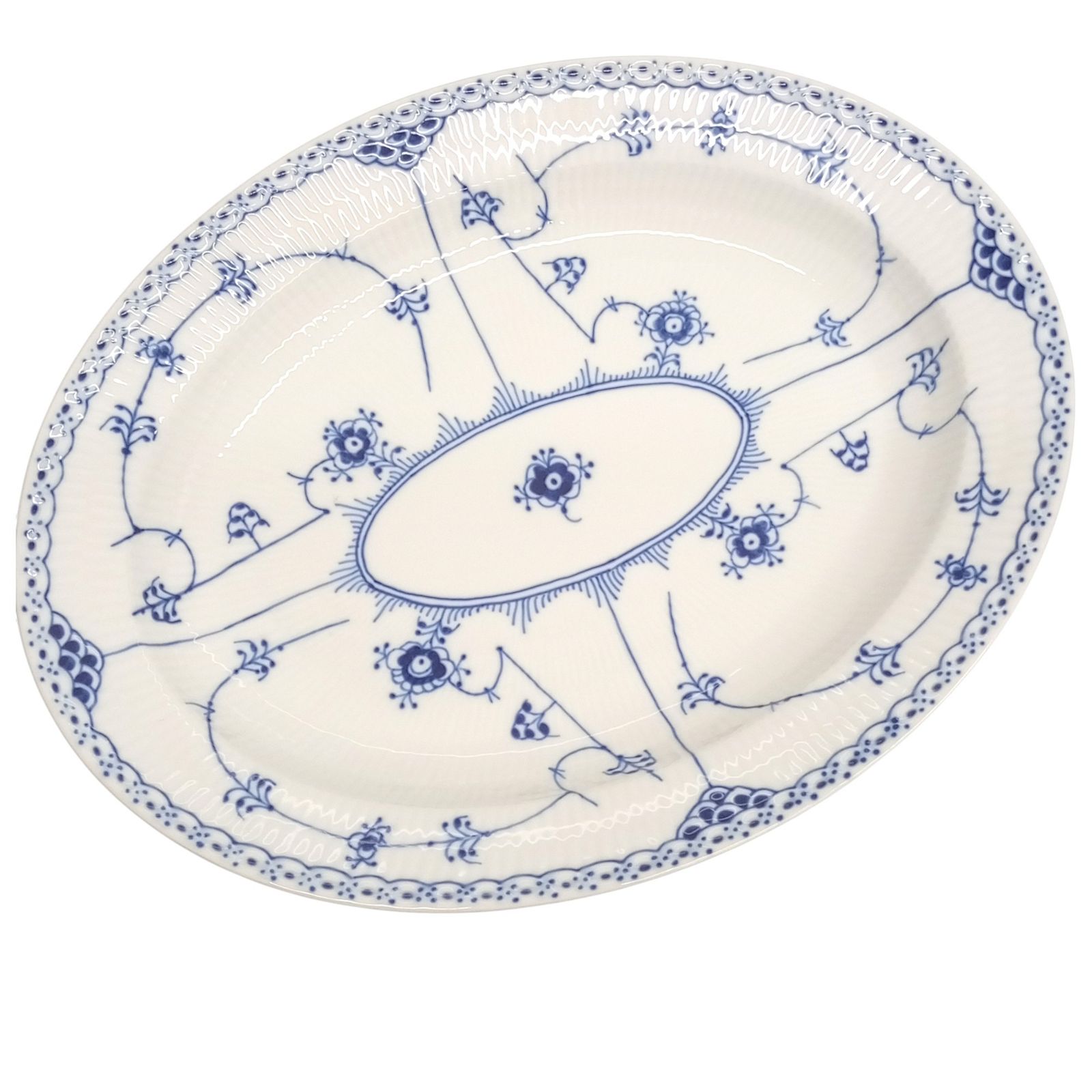 Royal Copenhagen ロイヤルコペンハーゲン オーバル プレート 533刻印 ブルーフルーテッド ハーフレース JA-2