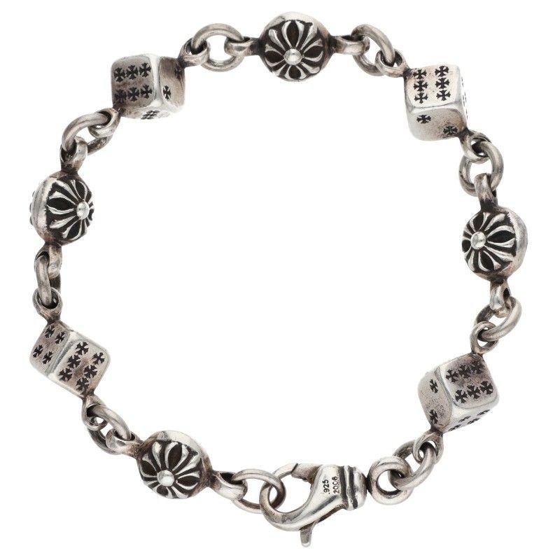 CHROME HEARTS ブレスレット ダイスクロスボール 8LINK CHROME HEARTS DICE Cross Ball Silver Bracelet Size 8 LINK クロム