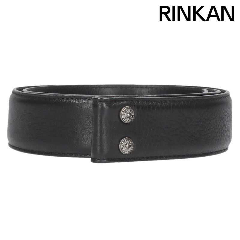 クロムハーツ 1.5 STRAP 1.5inchスクロールレーベルリベッツ レザーベルト メンズ 32
