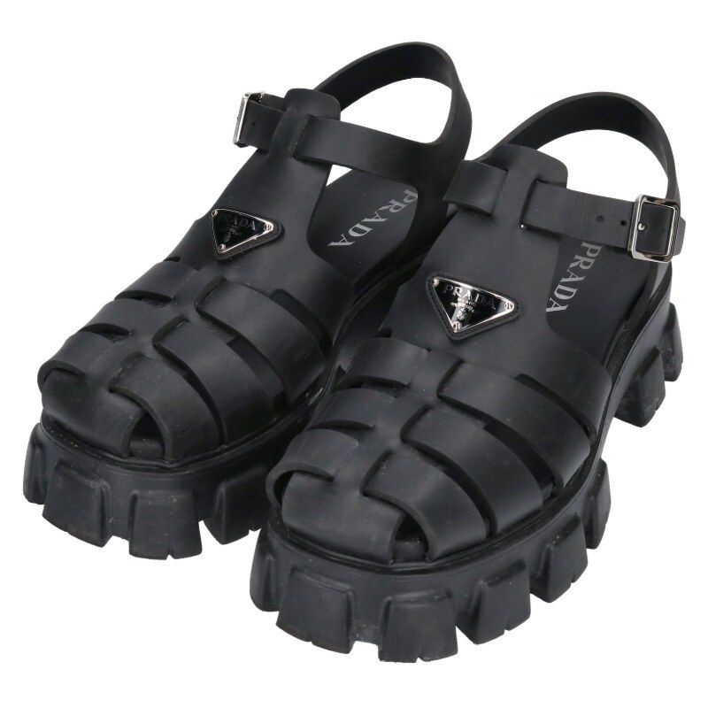 プラダ トライアングルロゴモノリスサンダル メンズ 8