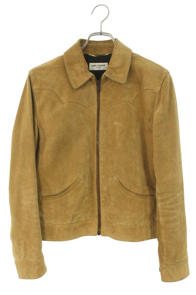 サンローランパリ 552137 YC2AY スウェード ウエスタンレザージャケット レディース F38