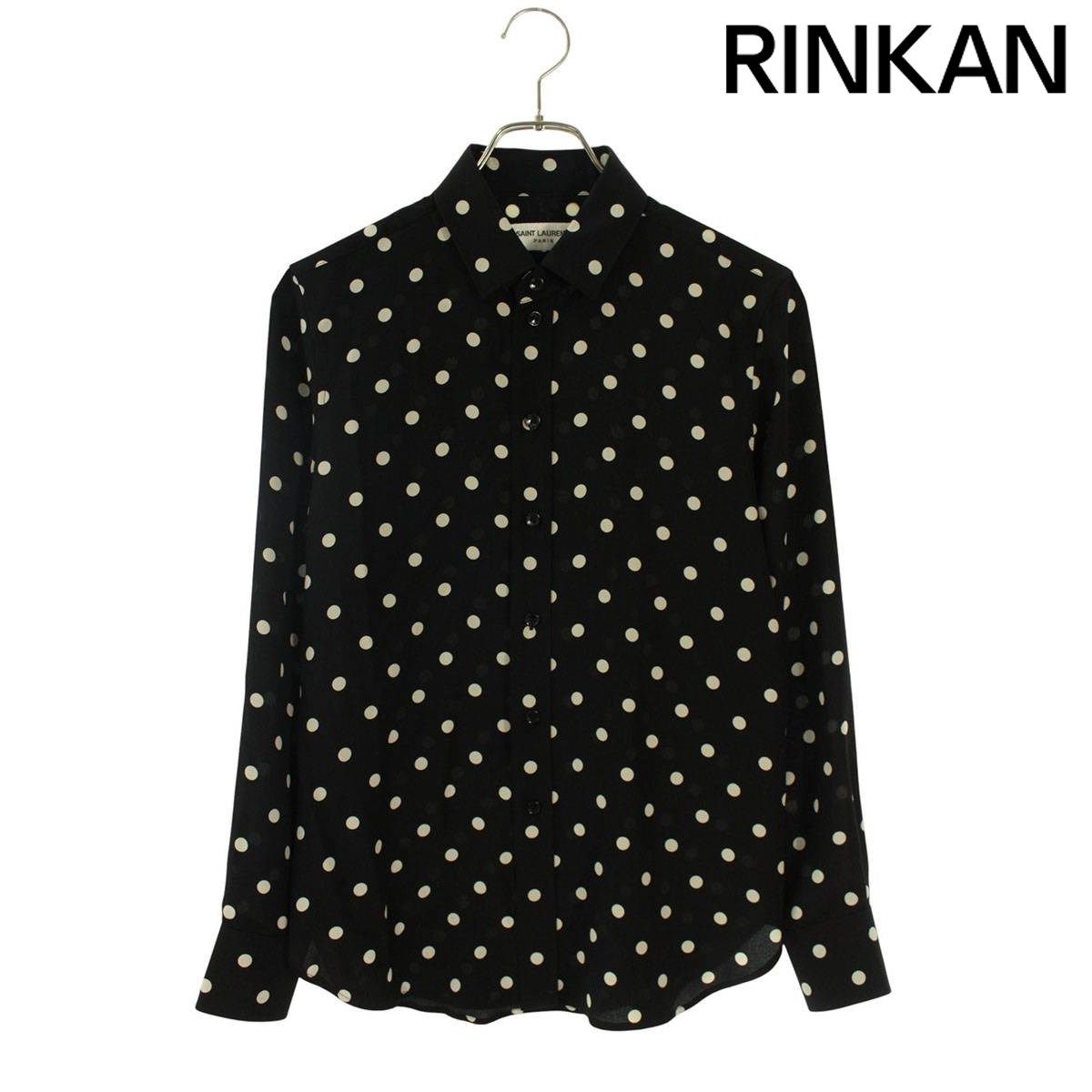 サンローランパリ 395733 Y337J シルクドット長袖シャツ レディース 36