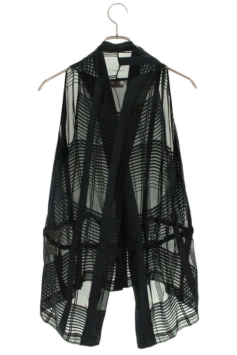  エルメス コットンシルクノースリーブチェックノースリーブシャツ レディース 42 半袖 シャツ ブラウス