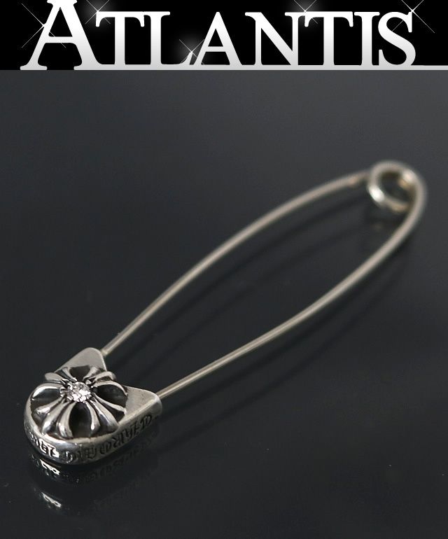 CHROME HEARTS 銀座店 クロムハーツ セーフティピン ラージ 1ダイヤ チャーム ネックレス トップ メンズ シルバー SV925 100953