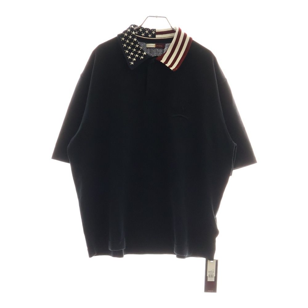 TOMMY HILFIGER (トミーヒルフィガー) HCM KNITTED FLAG COLLAR POLO ニット 半袖ポロシャツ カットソー ブラック
